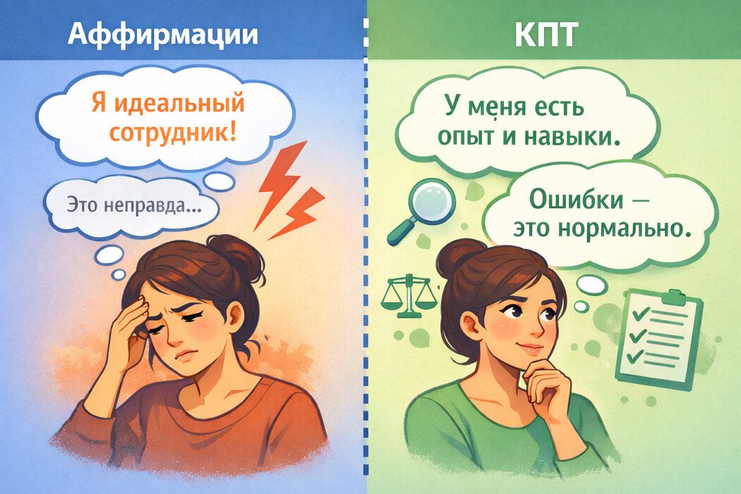 Кognitive Behavioral Therapy vs. Affirmations: Как избежать самообмана в работе над мыслями